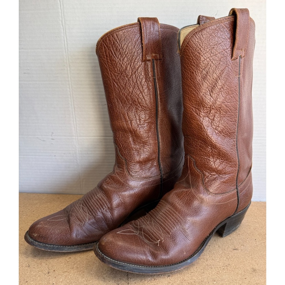 Vintage HYER Cowboy Boots Mens Brown Leather Pull On Western 9.5 D USA